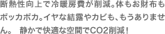 断熱性向上で冷暖房費が削減。体もお財布もポッカポカ。イヤな結露やカビも、もうありません。　静かで快適な空間でCO2削減！